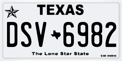 TX license plate DSV6982