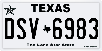 TX license plate DSV6983