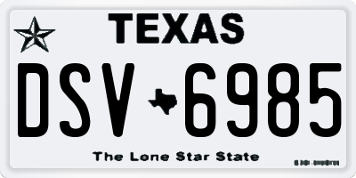 TX license plate DSV6985