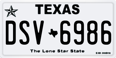 TX license plate DSV6986