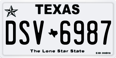 TX license plate DSV6987