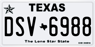 TX license plate DSV6988