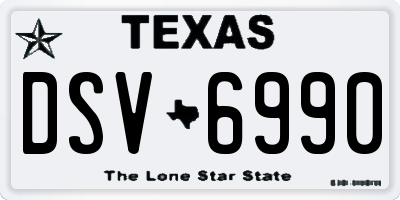 TX license plate DSV6990