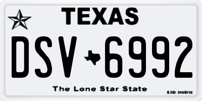 TX license plate DSV6992