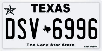 TX license plate DSV6996