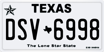 TX license plate DSV6998