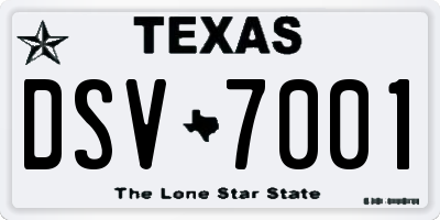 TX license plate DSV7001