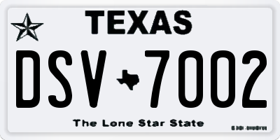 TX license plate DSV7002