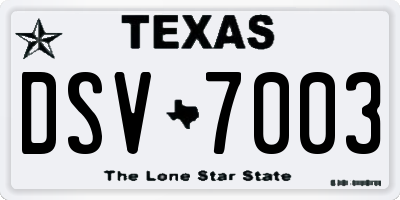 TX license plate DSV7003
