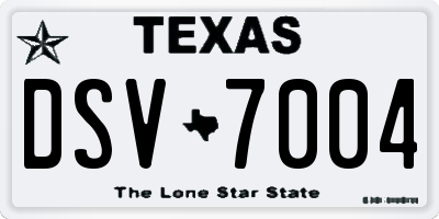 TX license plate DSV7004