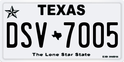 TX license plate DSV7005