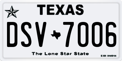 TX license plate DSV7006