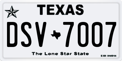 TX license plate DSV7007