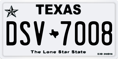 TX license plate DSV7008