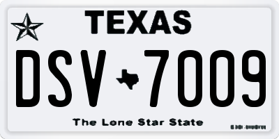 TX license plate DSV7009