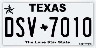 TX license plate DSV7010