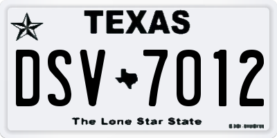 TX license plate DSV7012