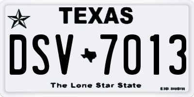 TX license plate DSV7013