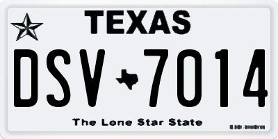 TX license plate DSV7014