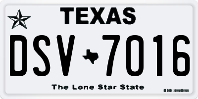 TX license plate DSV7016