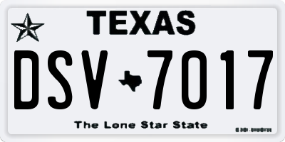 TX license plate DSV7017