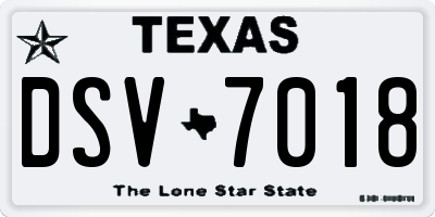 TX license plate DSV7018