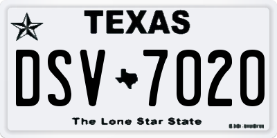 TX license plate DSV7020