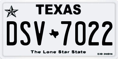 TX license plate DSV7022