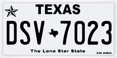 TX license plate DSV7023