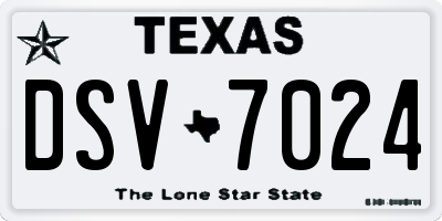 TX license plate DSV7024