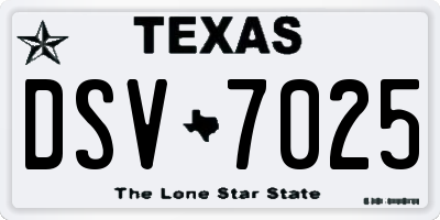 TX license plate DSV7025