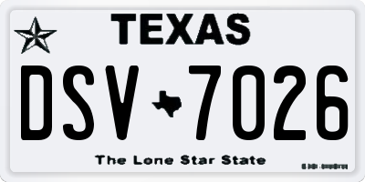 TX license plate DSV7026