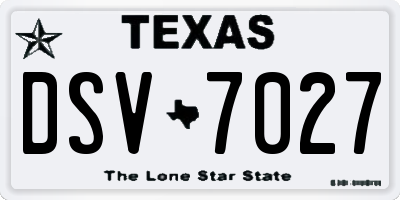 TX license plate DSV7027