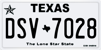 TX license plate DSV7028
