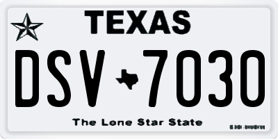 TX license plate DSV7030
