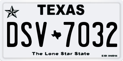 TX license plate DSV7032
