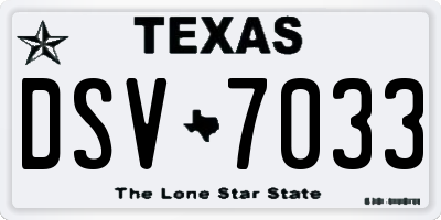 TX license plate DSV7033