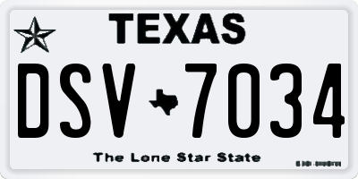 TX license plate DSV7034