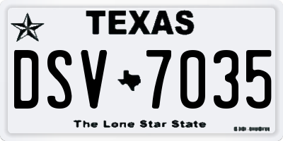 TX license plate DSV7035
