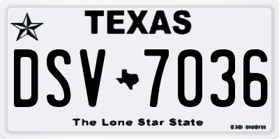 TX license plate DSV7036