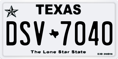 TX license plate DSV7040
