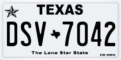 TX license plate DSV7042