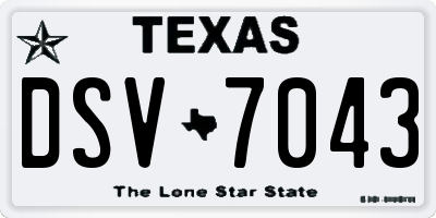 TX license plate DSV7043