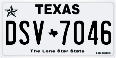 TX license plate DSV7046