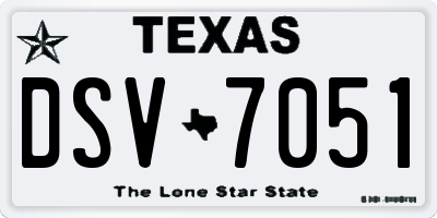 TX license plate DSV7051