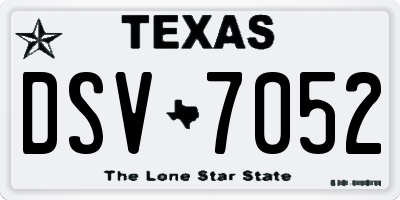 TX license plate DSV7052