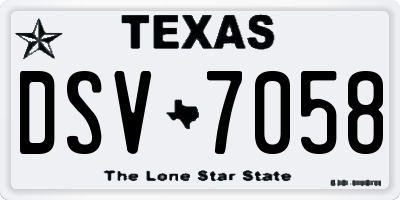 TX license plate DSV7058