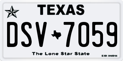 TX license plate DSV7059