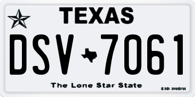 TX license plate DSV7061