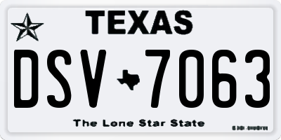TX license plate DSV7063